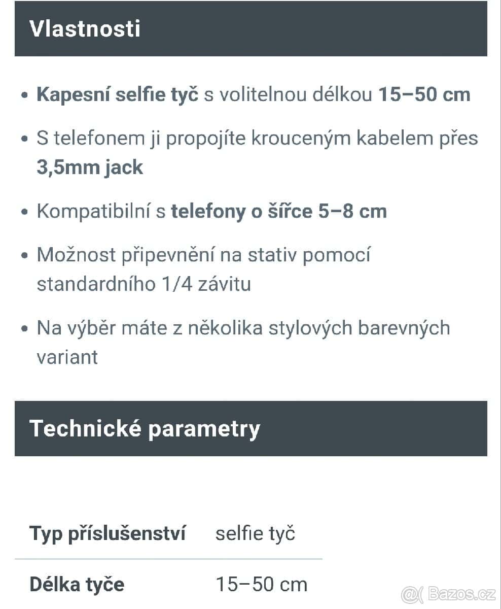 Selfie tyč 3