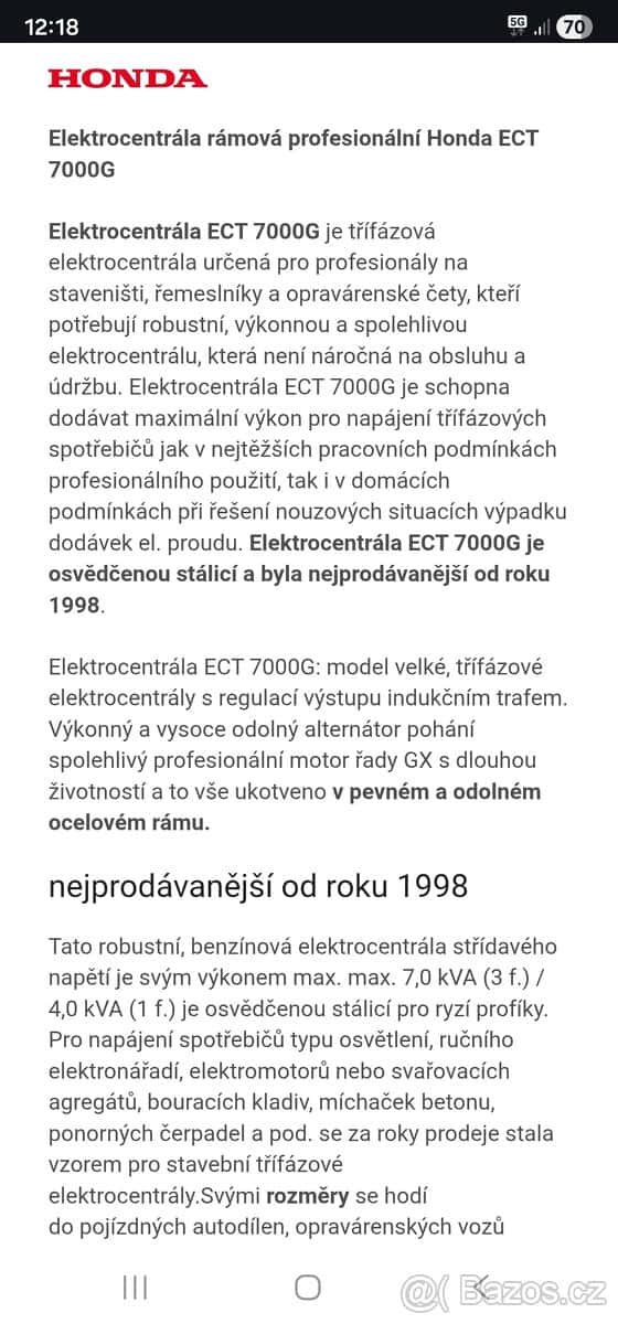 Elektrocentrála ECT 7000. 5