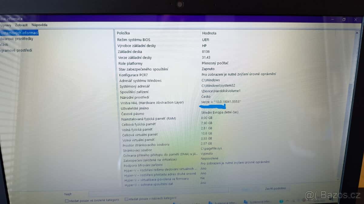 Notebook HP15-ac617 8