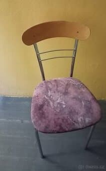Židle kov, dřevo , semiš