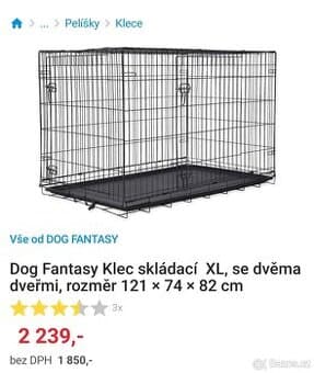 Dog Fantasy Klec skládací  XL, se dvěma dveřmi