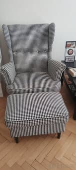 krásné křeslo ušák + taburet