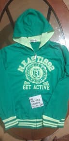 Mikina, vel. 140 - 152, zelená s kapucí