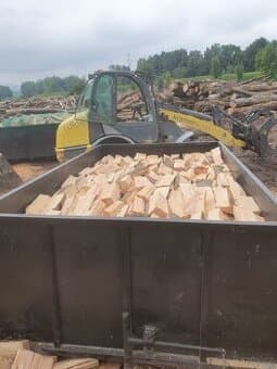 Palivové dřevo ložené v kontejneru