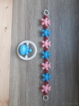 Retro řetěz na kočárek a chrastítko