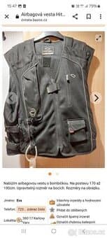 Airbagová vesta na lidi nad 170cm