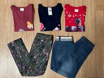 Dívčí jarní/podzimní set – trika, kalhoty aj. –  14 ks - C&A