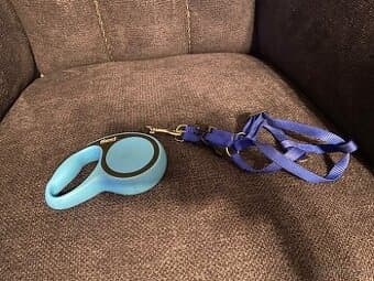 krásné bledě modré téměř nové vodítko