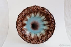 keramický talíř JASBA art deco 1930 glazura modrý