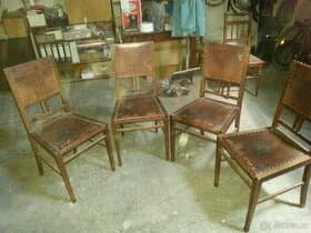 židle 4ks s koženým sedákem