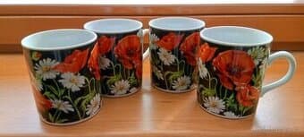 Prodám 4 ks retro hrnků vlčí máky