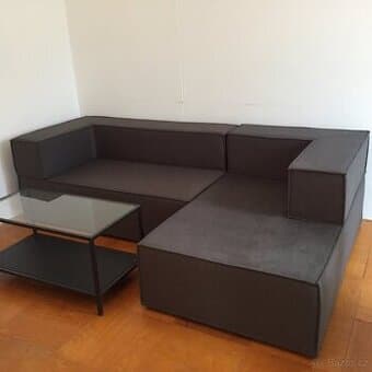 Sedací souprava do L, látková šedá, dělená