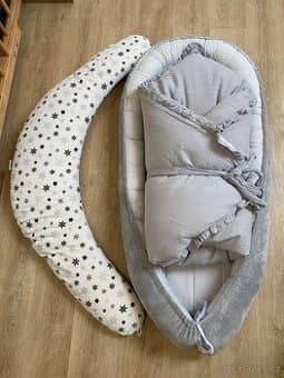 Péřová zavinovačka XXL, hnízdečko XXL a kojící polštář