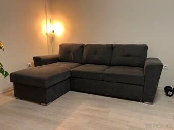 Rozkládací sedačka / gauč s lenoškou VEJLBY tm. šedý potah