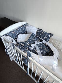 Nová souprava do postýlky lesní zbířátka na modré+minky