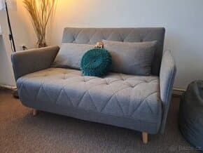 Pohovka rozkládací dvoumístná šedá vč. vrchní matrace