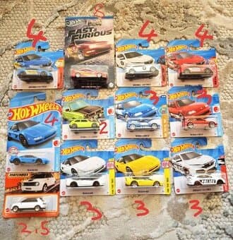 Hotwheels Japonci Honda Mazda Nissan Subaru Toyota