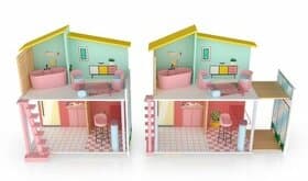 Nový dřevěný domeček pro panenky + nábytek