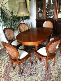 Jídelní set rozkládací 90/120cm + 6 židlí výplet –JS7.10