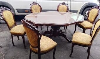 Jídelní set Ludwik stůl vykrajovaný + 6židlí  JS.8.02