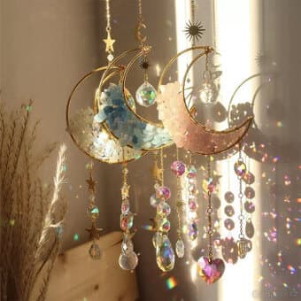 NOVÝ Půlměsíc s minerály - lapač slunce, 45cm