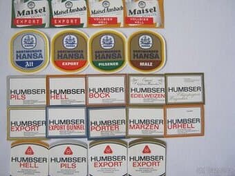 staré pivní etikety Německo 62ks