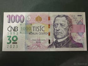 1000 Kč s pritiskem ČNB