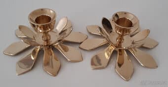 2 kusy set mosazných svícnů, tvar lotosový květ