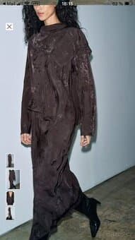 LUXUSNÍ ŽAKÁROVÉ DLOUHÉ ŠATY ZN. ZARA - VEL. S A L -