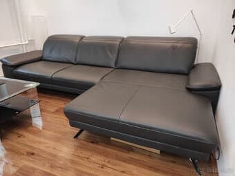 ROHOVÁ SEDAČKA Dieter Knoll, kůže, antracitová (černá)