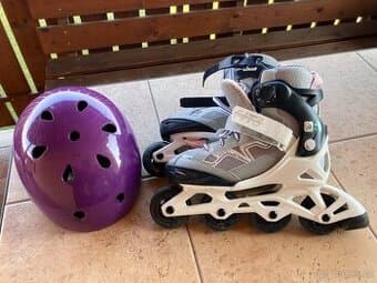 Kolečkové brusle s přilbou