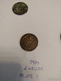 Stará mince 2 heller františek josef I 1904