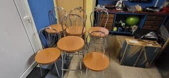 Barové židle chrom-třešeń