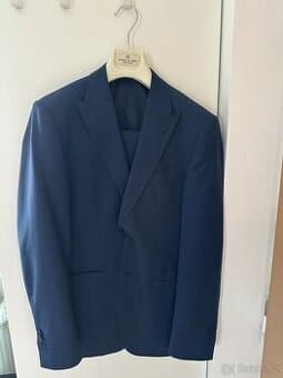 Pánský vlněný modrý oblek Bottega del Sarto,vel. 48