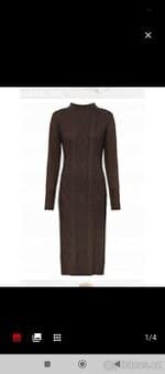 Dámské šaty úplet pletené hnědé vzorované