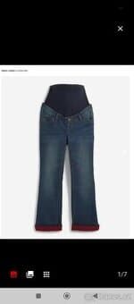 Těhotenské džíny kalhoty zateplené termo velikost 38