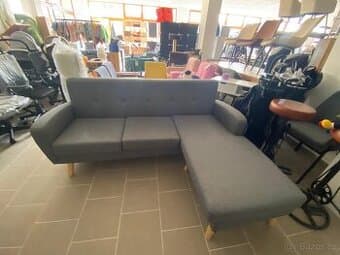 Nová šedá sedačka s lenoškou 185 cm