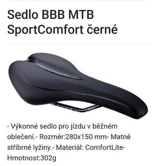 Cyklo sedlo  BBB MTB Sport Comfort, nové
