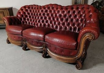 Kožený, Chesterfield gauč v barokním stylu. TOP