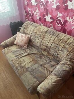 Dvoumístná rozkládací sedací souprava + křeslo - za odvoz