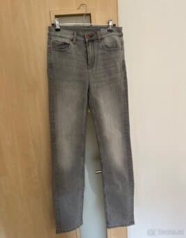 Šedé dám. jeansy M&S, vel. 8 long = 36 (S), sleva