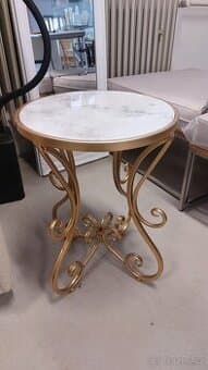 Nový zlatý stolek s mramorem coffe table (jde přetřít)
