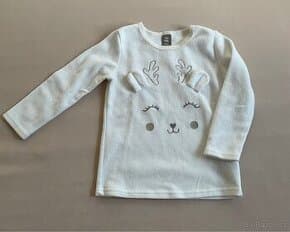 Bílá dívčí vánoční fleecová mikina se sobem vel. 92/98