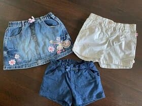 2x kraťasy a riflová sukeň 86/92/104