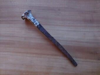 Starožitný ručně kovaný hřeb hřebík z půlky 19.století SLEVA