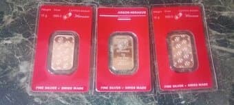 Stříbrný slitek Argor Heraeus 10g
