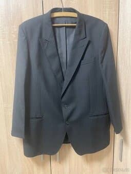 Pánské černé sako Marco Devoti vel. L – jemný proužek